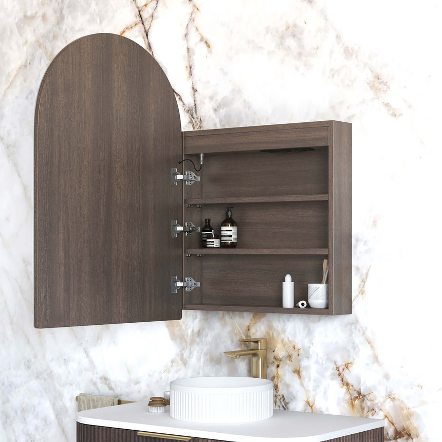 Archie LED Shaving Cabinet 900x600mm Sable Walnut