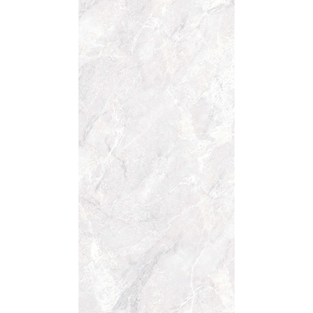 Close-up of Xia 1200x600mm matt flora white porcelain surface showing natural stone texture and linear veining by Tilemall