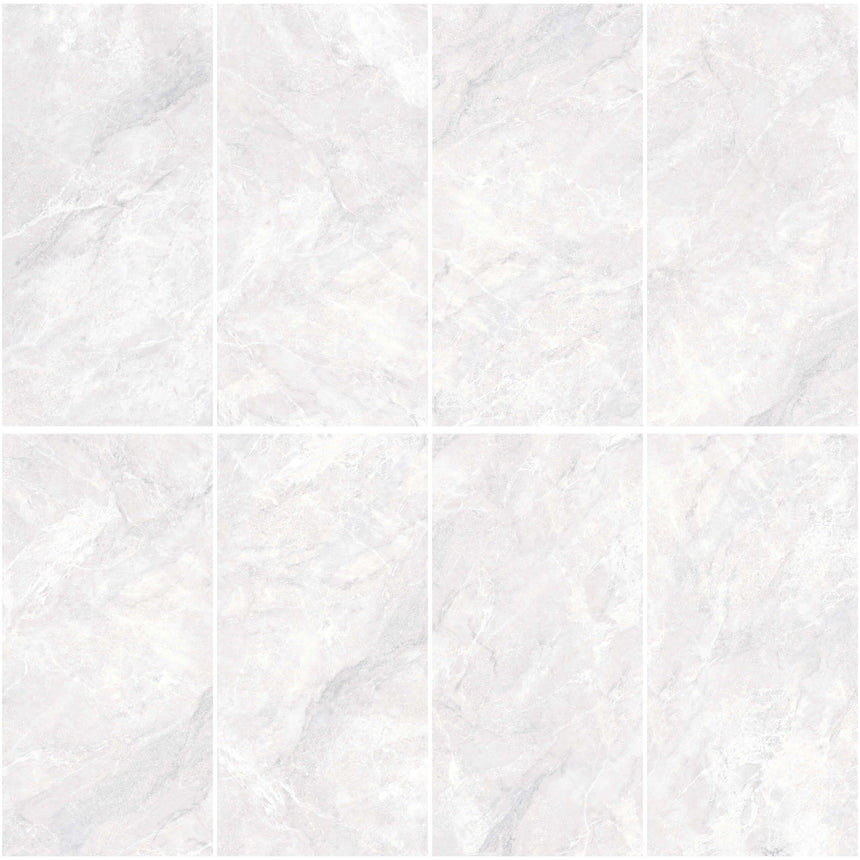Xia 1200x600mm matt flora white porcelain tiles in grid layout as indoor floor with visible grout lines by Tilemall