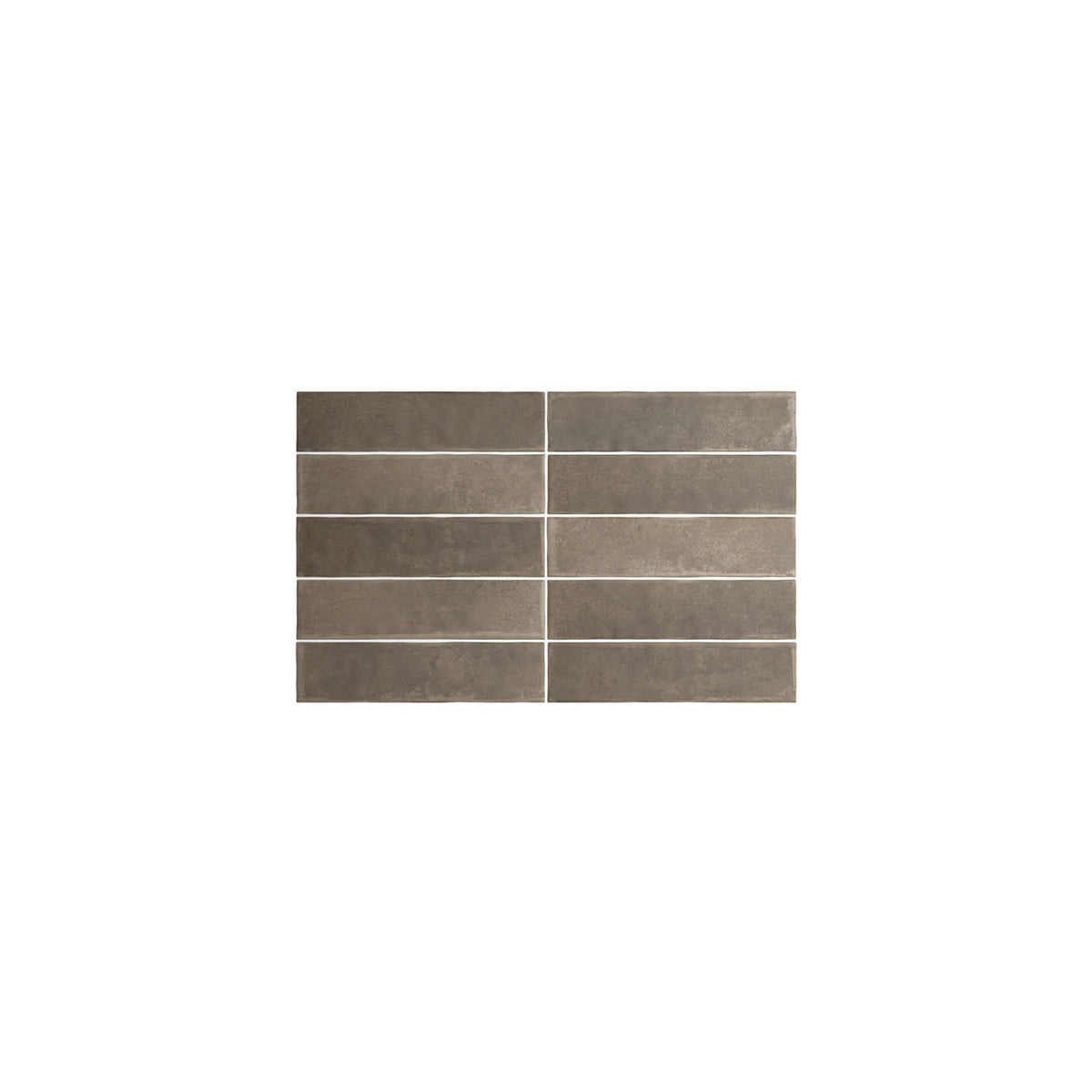 Arglie 64x246mm matt cacao porcelain subway tiles in grid layout showing natural colour variation by Tilemall
