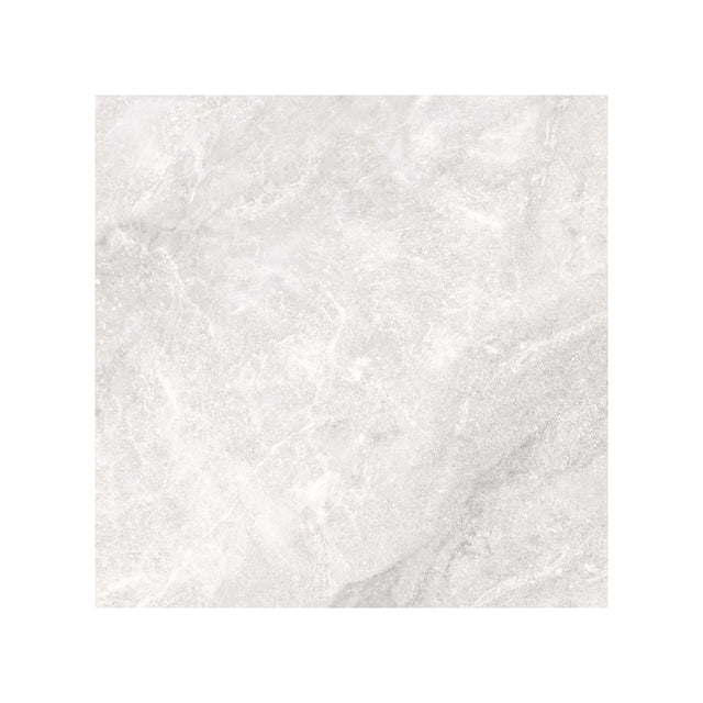 Close-up of Xia 600x600x9.5mm matt flora white porcelain surface with natural linear veining detail by Tilemall