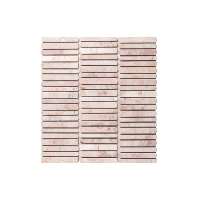 Minuet Natural Stone Mosaic Finger 327x298 Tumbled Rosa Crema