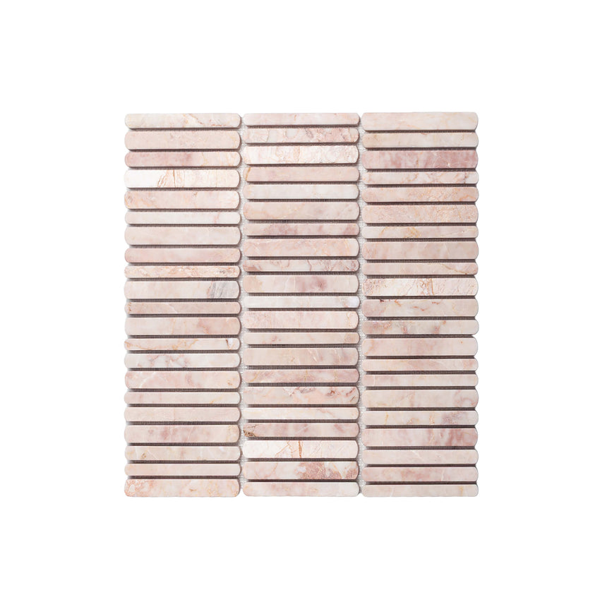 Minuet Natural Stone Mosaic Finger 327x298 Tumbled Rosa Crema