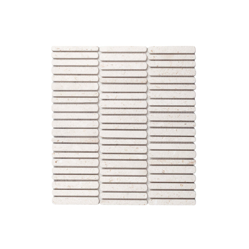 Minuet Natural Stone Mosaic Finger 327x298 Tumbled White Limestone