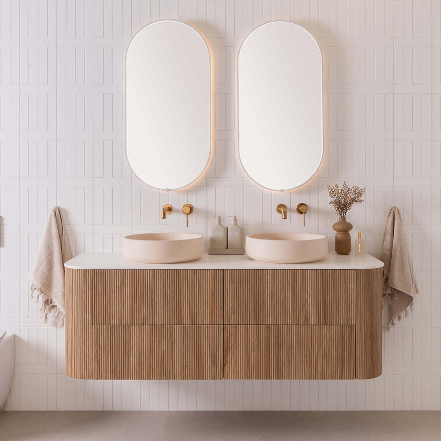 ADP Thirroul All Drawer Twin Wall Hung Vanity Cherry Pie Premium Solid Surface Vanity ADP