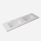 Carrara White Sintered Stone seamless Joined with fine ceramic basin Stone thickness 40mm Double Bowl 12  O'clock tap hole 1500mm