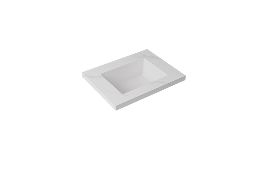 Carrara White Sintered Stone seamless Joined with fine ceramic basin Stone thickness 40mm Single Bowl No tap hole 1500mm