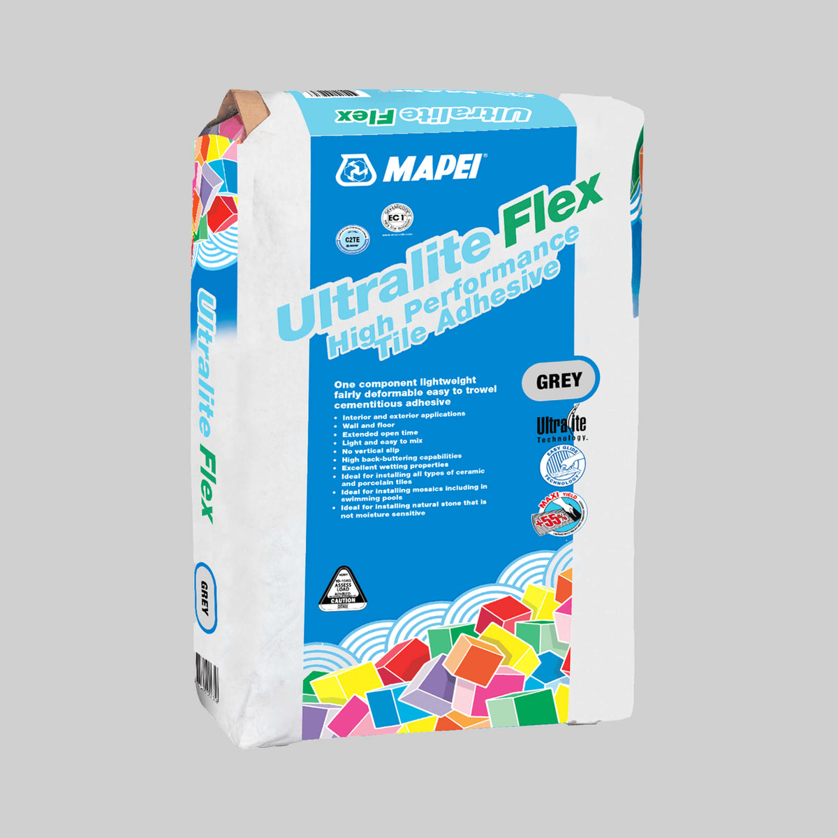 Mapei Cement Based Polymer Modified Adhesives 13.5kg Ultralite Flex 13.5kg grey cement based tile adhesive by Tilemall