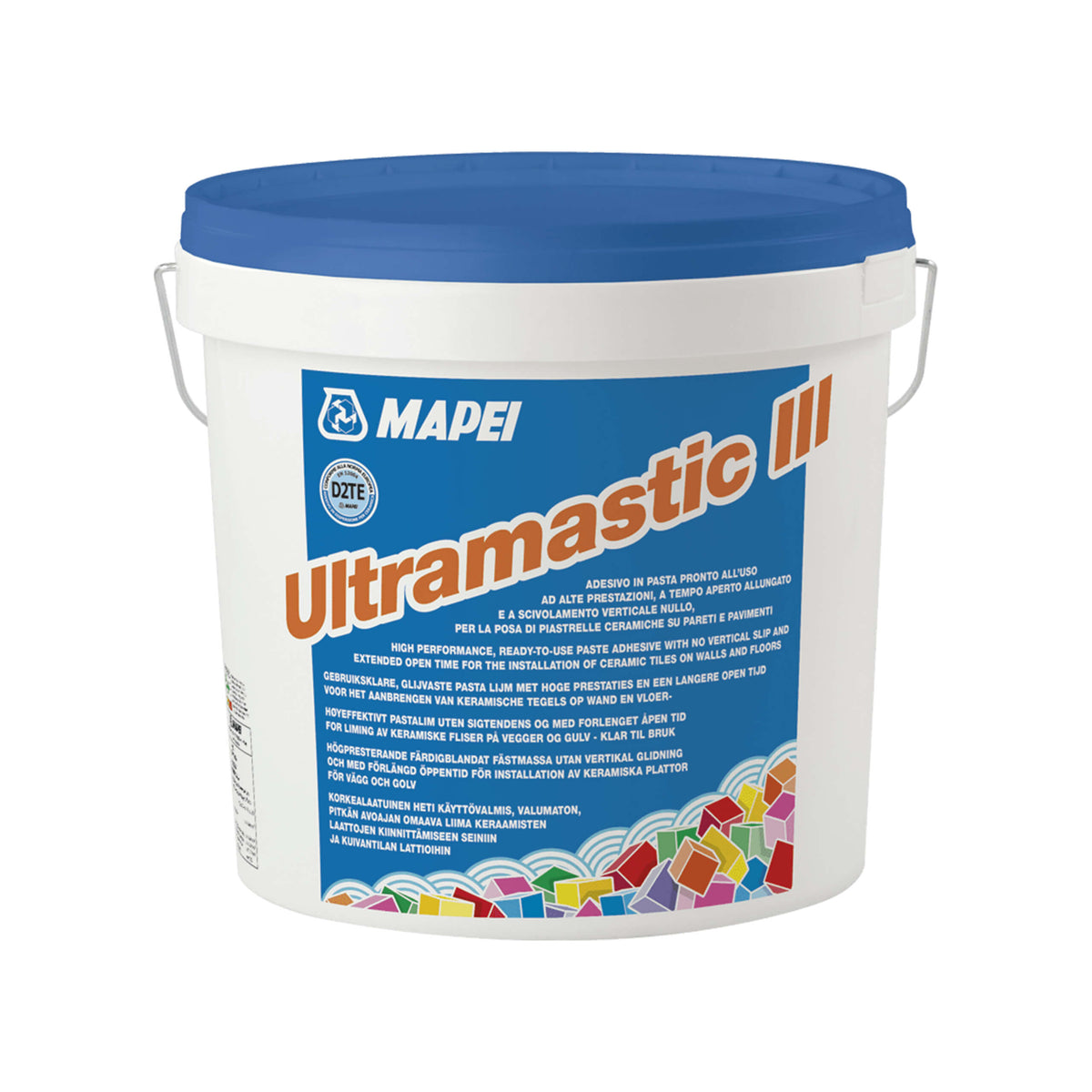 Mapei Ultramastic 111 1kg Ultramastic III 1kg pre-mixed tile adhesive by Tilemall, white paste in blue-lid bucket