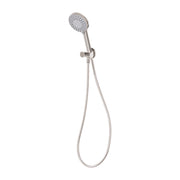Phoenix Vivid 118mm brushed nickel handheld shower by Tilemall with perforated head and hose