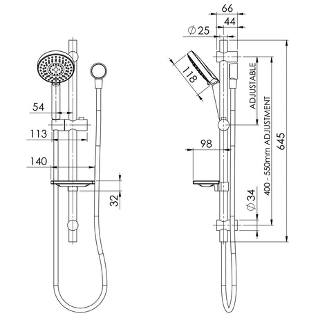 V685_Vivid_Rail_Shower_Line_Drawing