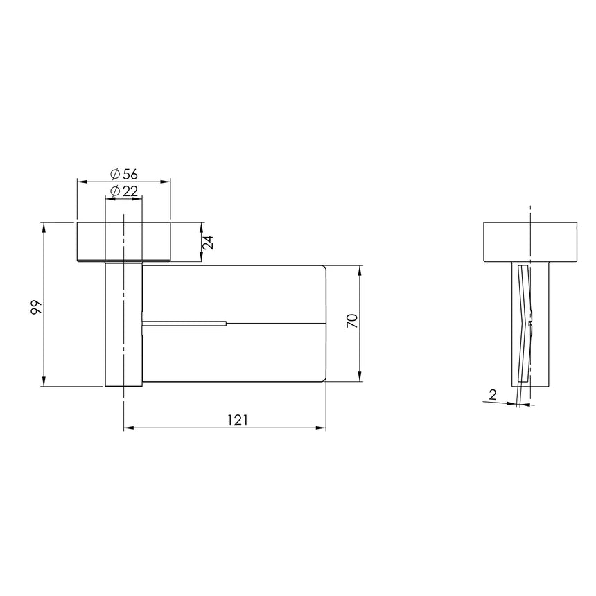 Phoenix Vivid Metal Soap Dish Chrome, technical line drawing with dimensions