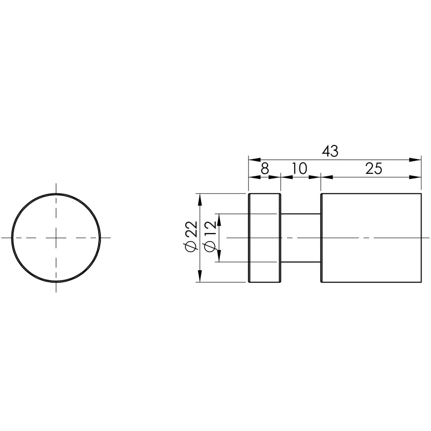 Phoenix Vivid Robe Hook Chrome, technical line drawing with dimensions