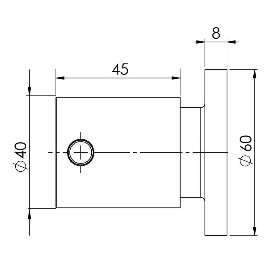 Phoenix Vivid Pin Lever Wall Top Assemblies Chrome, technical line drawing with dimensions