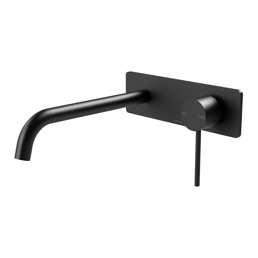 Phoenix Vivid Slimline SwitchMix Wall Basin / Bath Mixer Set 230mm Fit-Off Kit Matte Black, additional product view