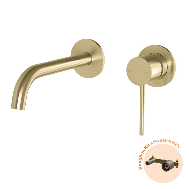Phoenix Vivid Slimline SwitchMix Wall Basin/Bath Mixer Set 60mm Backplates Fit-Off Kit Brushed Gold, product view