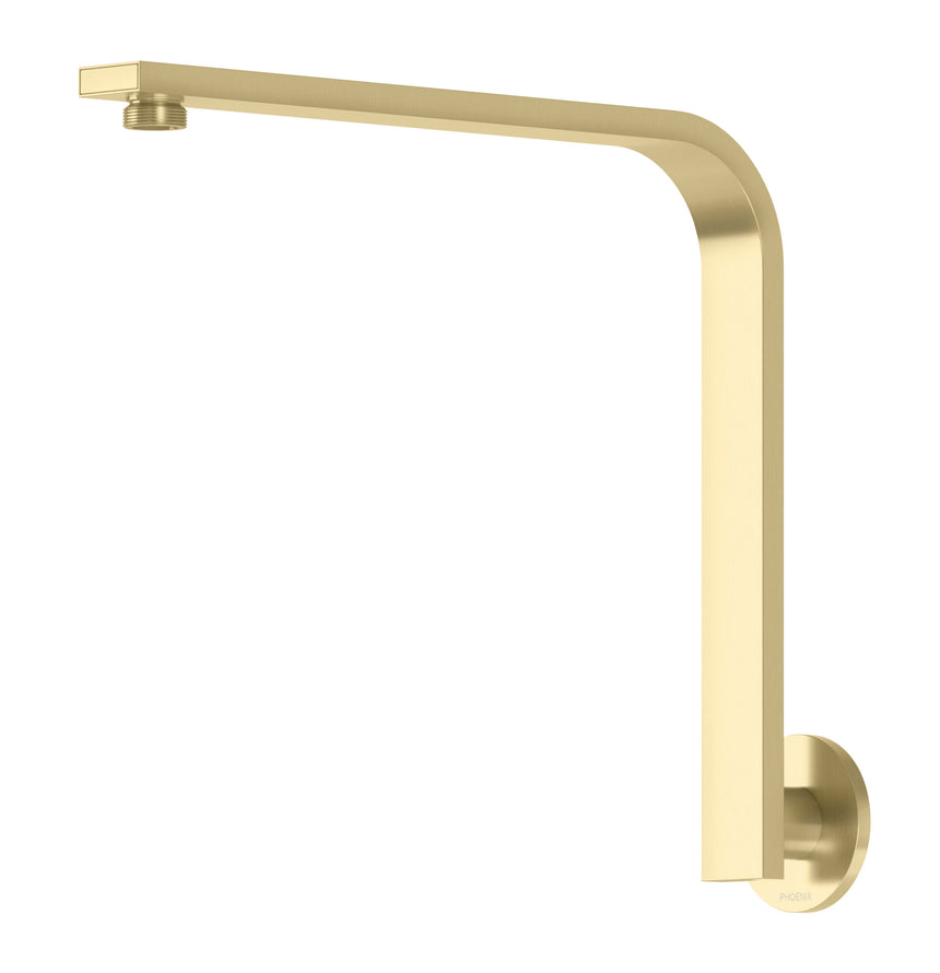 Phoenix Vivid Slimline High-Rise Shower Arm Round Plate Brushed Gold, product view