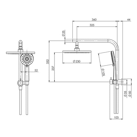 VS6510_Vivid_Slimline_Compact_Twin_Shower_Line_Drawing
