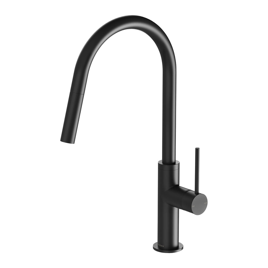 Phoenix Vivid Slimline Pull Out Sink Mixer 200mm Matte Black, product view