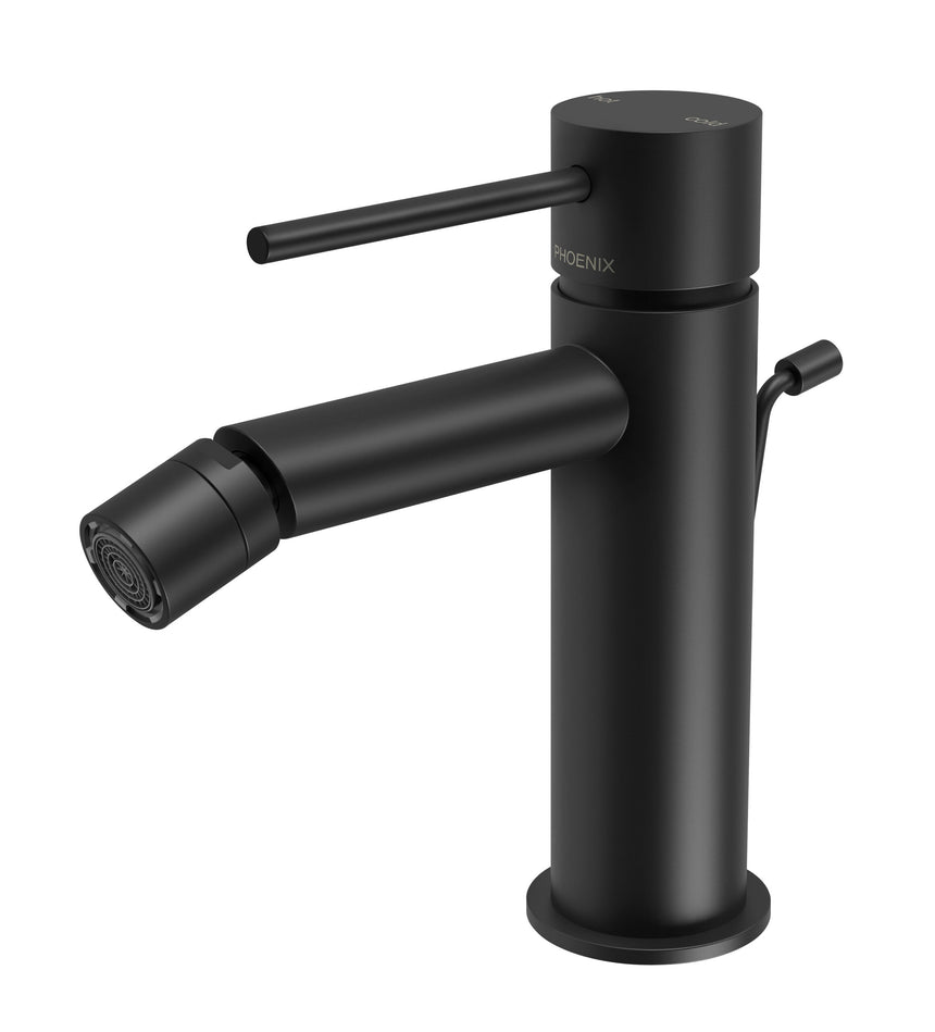 Phoenix Vivid Slimline Bidet Mixer with Pop-Up Waste Matte Black, product view