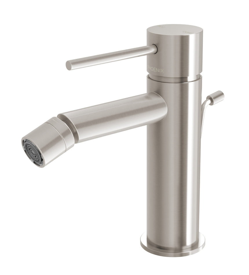 Phoenix Vivid Slimline Bidet Mixer with Pop-Up Waste Brushed Nickel, product view