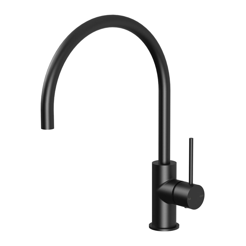Phoenix Vivid Slimline Sink Mixer 220mm Gooseneck Matte Black, product view