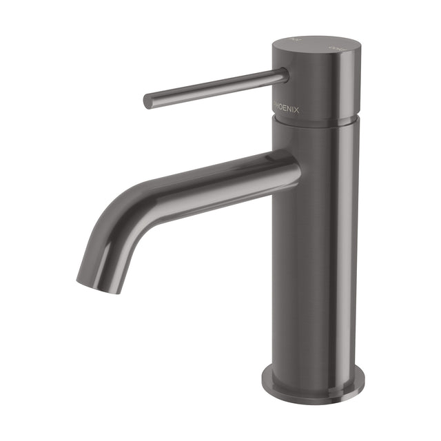 Phoenix Vivid Slimline Basin Mixer Curved Outlet Brushed Carbon, product view