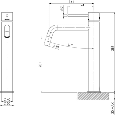 VS7901_Vivid_Slimline_Vessel_Mixer_Curved_Outlet_Line_Drawing