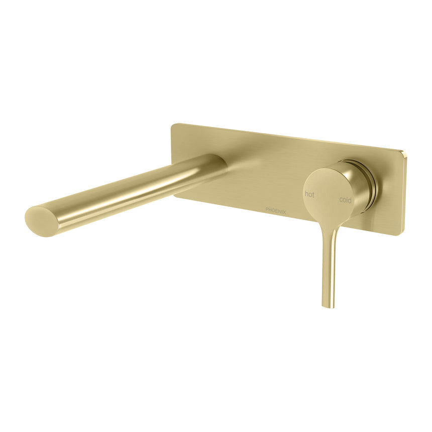 Phoenix Vivid Slimline Oval SwitchMix Wall Basin / Bath Mixer Set 175mm Fit-Off Kit Brushed Gold, additional product view