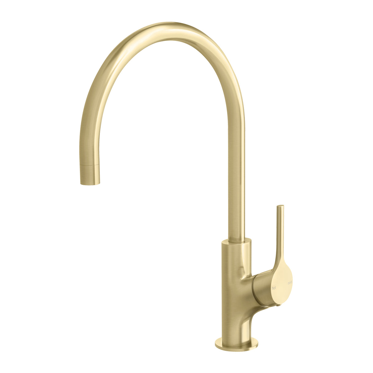 Phoenix Vivid Slimline Oval Sink Mixer 220mm Gooseneck Brushed Gold 3D Viewer