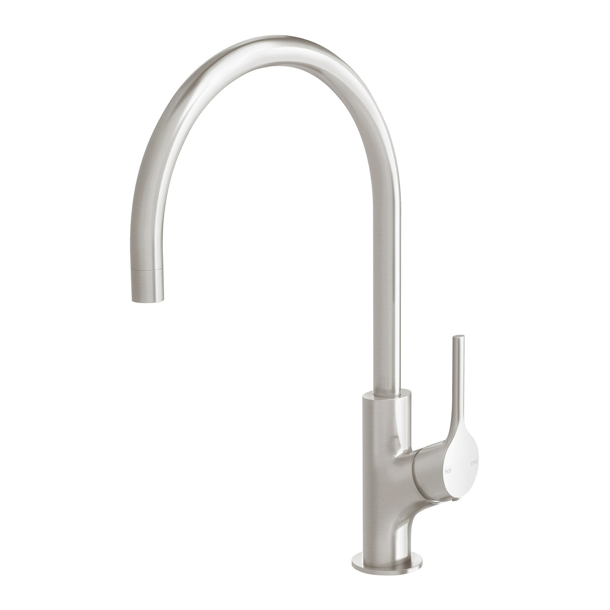 Phoenix Vivid Slimline Oval Sink Mixer 220mm Gooseneck Brushed Nickel 3D Viewer
