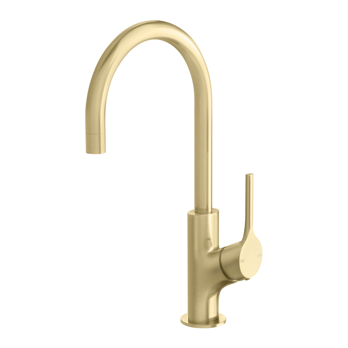 Phoenix Vivid Slimline Oval Sink Mixer 160mm Gooseneck Brushed Gold 3D Viewer