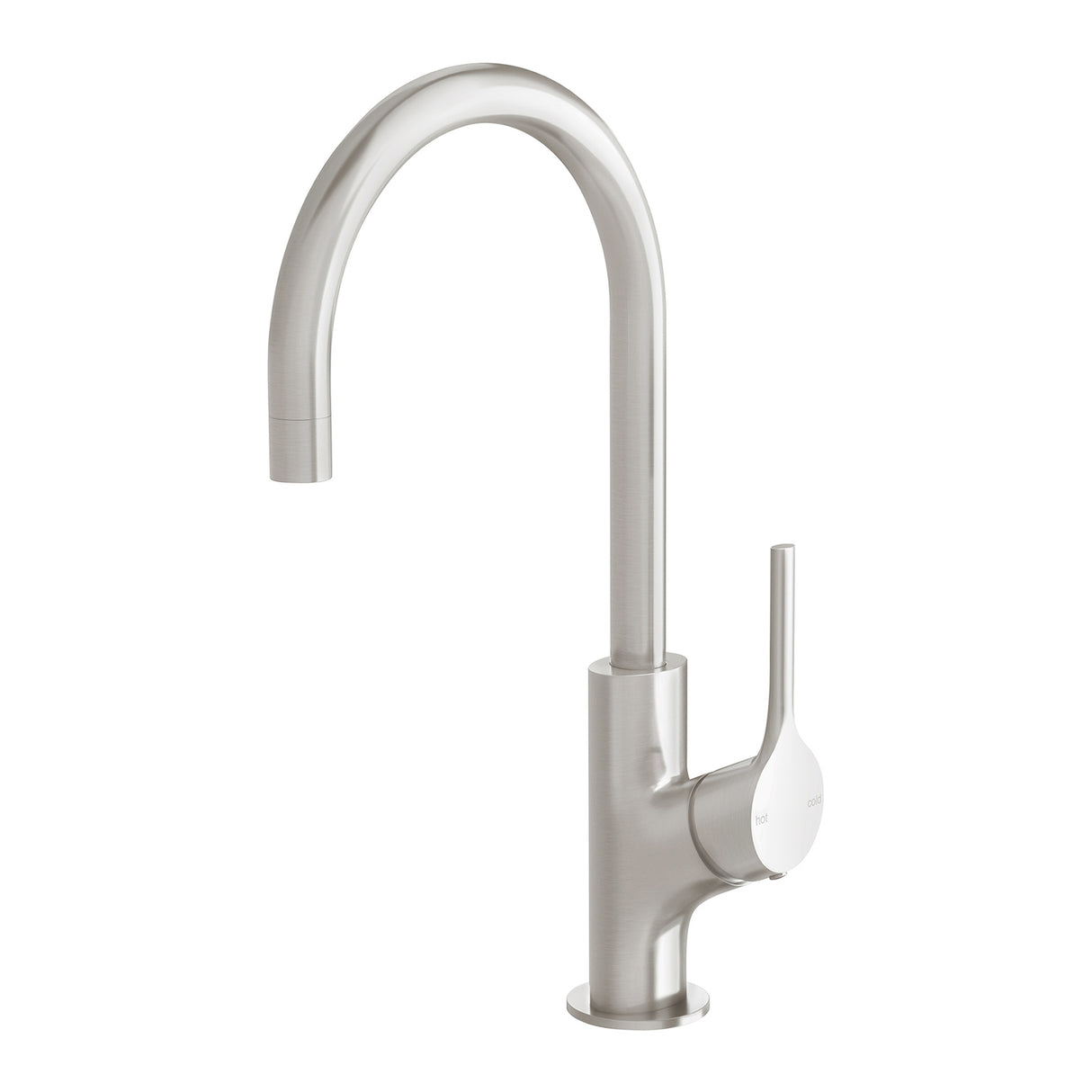 Phoenix Vivid Slimline Oval Sink Mixer 160mm Gooseneck Brushed Nickel 3D Viewer