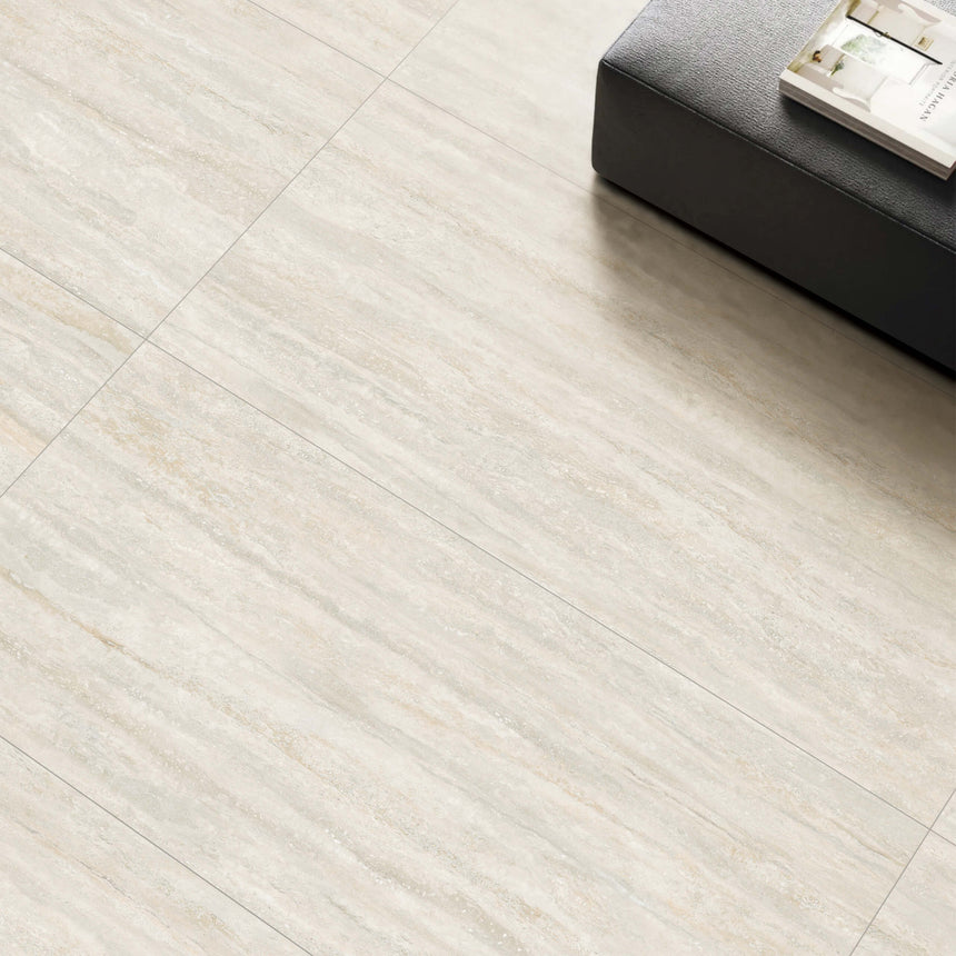 Ankara Travertine Vein Cut 1200x600 Matt White Travertine Look Tiles Tilemall
