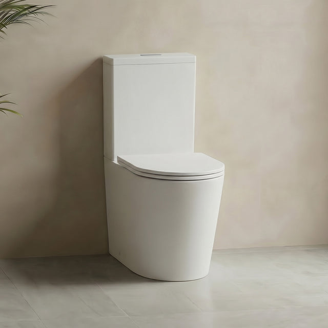 Lukka Acadia Full Rimless Wall Faced Toilet Suite Matte White by Tilemall