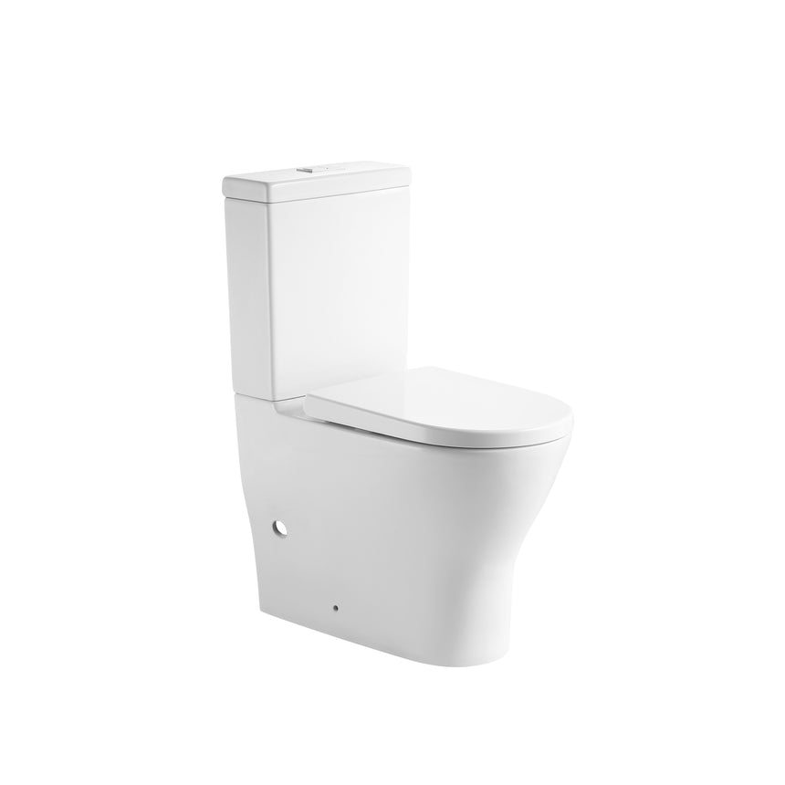 Lukka Verona Tornado rimless porcelain toilet suite in white with soft-close seat by Tilemall