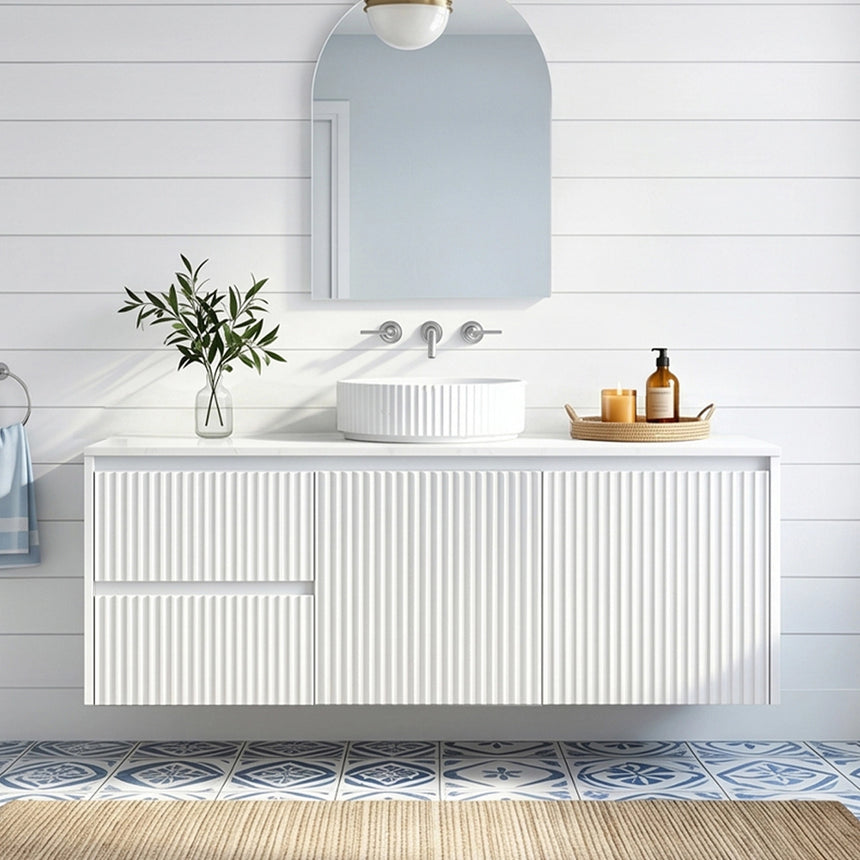 Crete Modern Wall Hung Cabinet Matte White