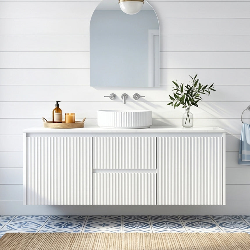 Crete Modern Wall Hung Cabinet Matte White