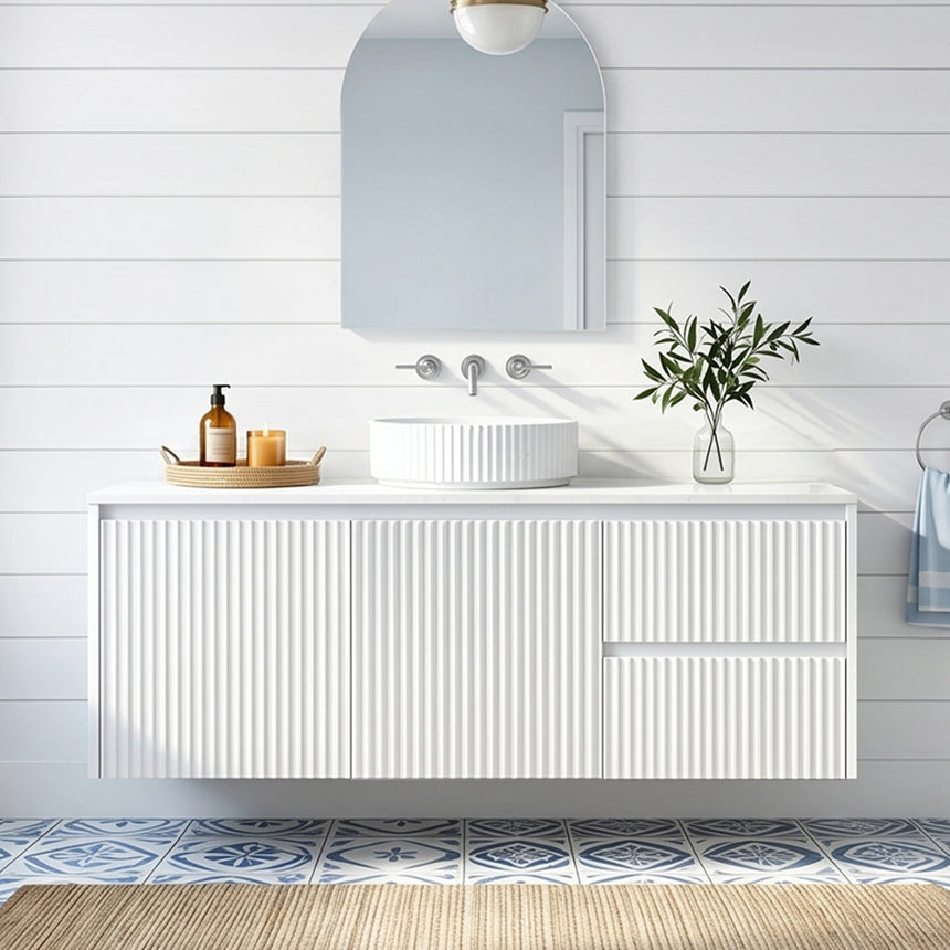 Crete Modern Wall Hung Cabinet Matte White