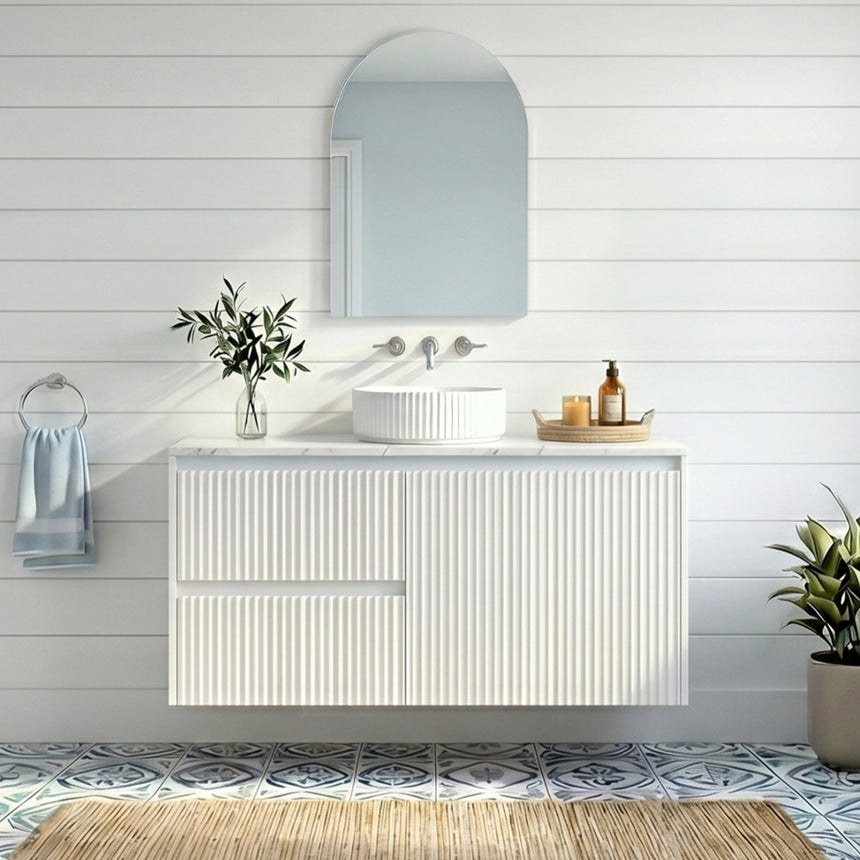 Crete Modern Wall Hung Cabinet Matte White