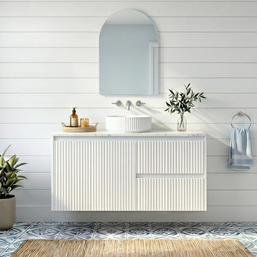 Crete Modern Wall Hung Cabinet Matte White