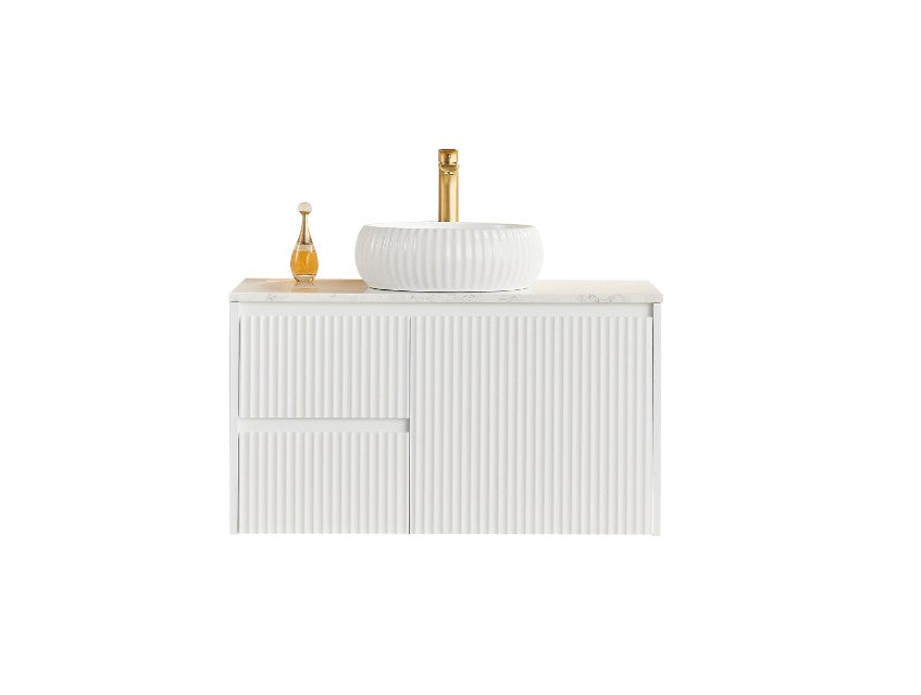 Crete Modern Wall Hung Cabinet Matte White