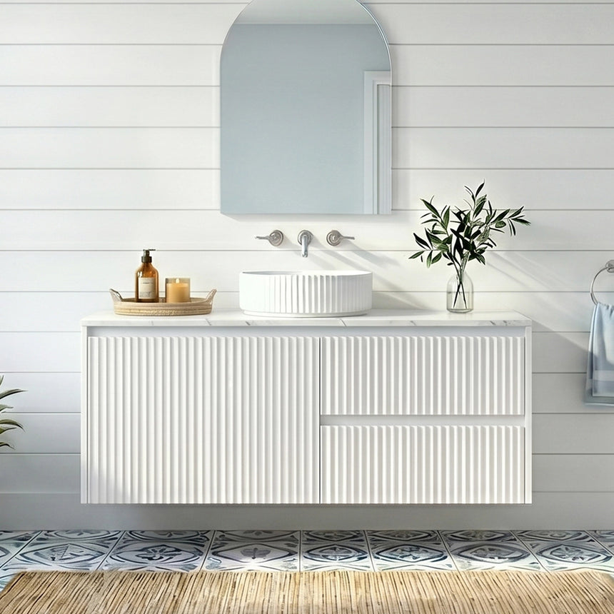 Crete Modern Wall Hung Cabinet Matte White