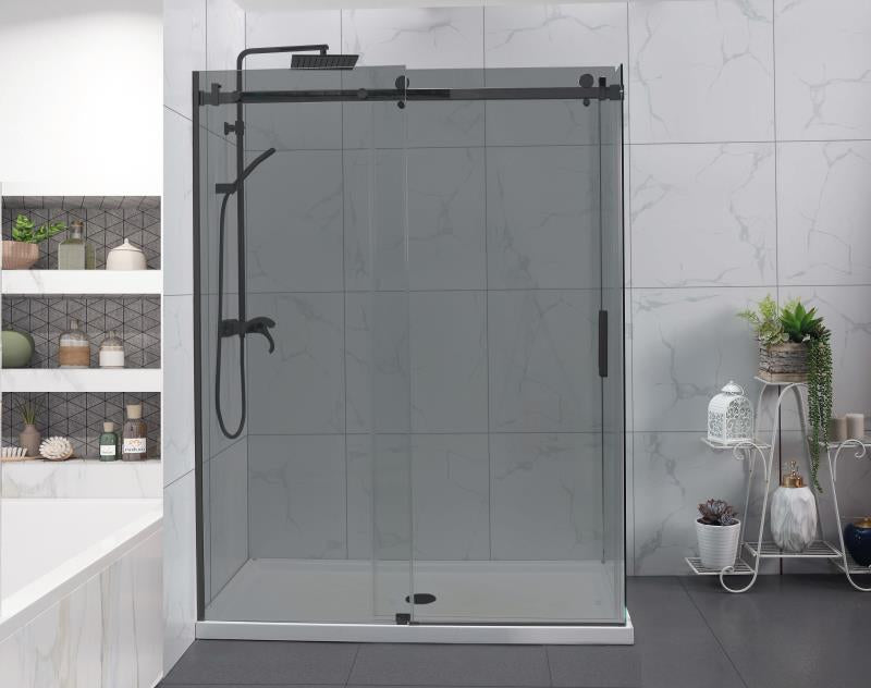 Covey CVP031 tinted grey glass sliding shower door front view