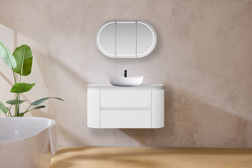 Devito Modern Wall Hung Cabinet Matte White