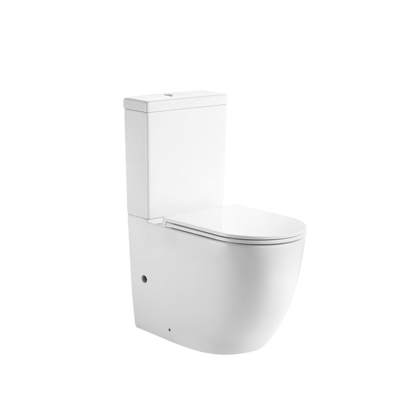 Lukka Procida 655x390x860mm rimless porcelain toilet suite in white by Tilemall