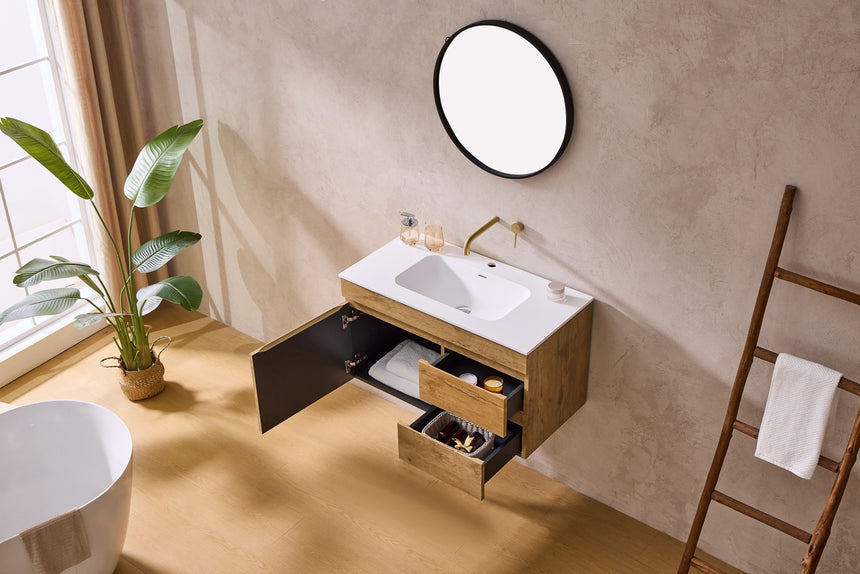 Camden Modern Wall Hung Cabinet Prime Oak