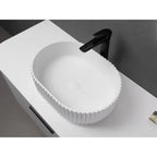 Ellips Fluted Solid Surface Above Counter Basin 480x345mm Gloss White