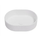 Ellips Fluted Solid Surface Above Counter Basin 480x345mm Matte White