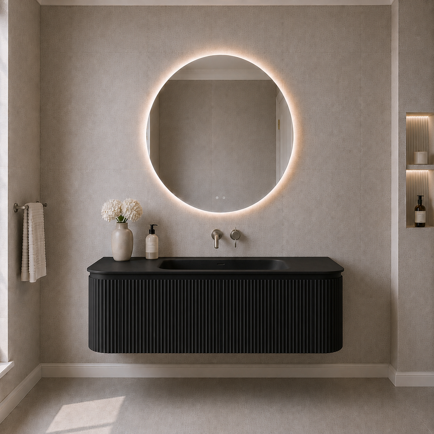 Estella Modern Wall Hung Cabinet Matte Black